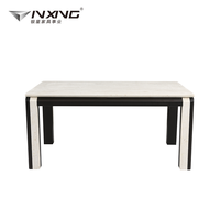 Table à manger rectangulaire moderne minimaliste avec pieds en bois massif et plateau en marbre pour meubles de maison