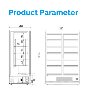 ตู้แช่แข็งกระจกคุณภาพสูง Highbright สำหรับซูเปอร์มาร์เก็ตและร้านสะดวกซื้อ - Product Image 5