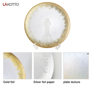 Juego de platos de cristal con borde dorado para bodas, juego de vajilla con cargador, pulverización de frutas a granel, nuevo diseño - Product Image 4