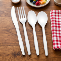 Cuillères, fourchettes et couteaux compostables écologiques en matériau CPLA, ustensiles jetables pour les fêtes et les plats à emporter