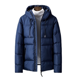 DFWJ02 Chaqueta de Invierno Acolchada para Hombre, Unisex, Azul Gris Borgoña, con Cierre y Capucha - Product Image 2