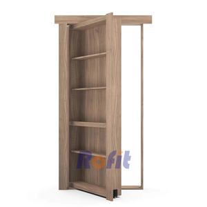 Puerta Interior de Madera Maciza de Estilo Moderno y Tradicional con Estantes Secretos, Compartimento para Libros, Marcos para Dormitorios, Otros Productos de Puertas - Product Image 2