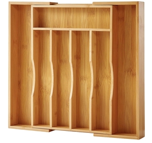 Organisateur de tiroir de cuisine extensible et réglable en bambou pour couverts et ustensiles – Outil d'organisation domestique pour la cuisine - Product Image 1