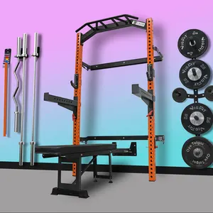 Wall Mounted Squat Rack Folding Power Rack Home Gym Equipment Adjustable Foldable Weightlifting Station Factory Manufacture