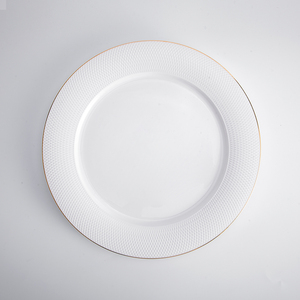 Fournisseurs chinois en gros de vaisselle en céramique, assiettes de base à bord doré <span class=keywords><strong>pour</strong></span> mariage - Product Image 5
