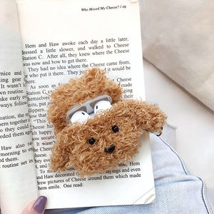 Étui pour <span class=keywords><strong>AirPods</strong></span> Pro en peluche mignonne en forme d'ours et de chien, accessoire de protection tendance et duveteux, vente en gros - Product Image 5