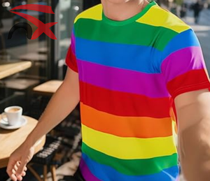 Camiseta de Manga Corta con Diseño de Logotipo Personalizado en Poliéster, Impresión Completa, Colores del Arcoíris del Orgullo <span class=keywords><strong>Gay</strong></span> - Product Image 6
