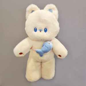 Wholesale Plush <strong>Black</strong> <strong>and</strong> <strong>White</strong> <strong>Cat</strong> with Fish Doll <strong>Stuffed</strong> Animal Home Decoration Christmas Gift Soft <strong>Cat</strong> with Fish Backpack Toy - Product Image 6