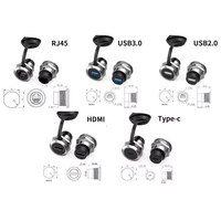 Módulo de Conector Redondo Metálico RJ45, Conector de Red de Paso Directo USB2.0 USB3.0, Montaje en Panel, Convertidor CAT6 y Tipo C y HDMI