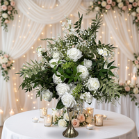 DKB Centre de table floral vert le plus populaire pour mariage, Hortensia vert artificiel et Amarante, Fleurs d'allée de mariage pour la décoration d'événements