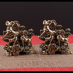 Brass Three Sheep <b>Ornament</b> Home Office Desk Decoration Chinese New Year Gift <b>Small</b> Craft Tea Pet Scenic Pattern - Product Image 5