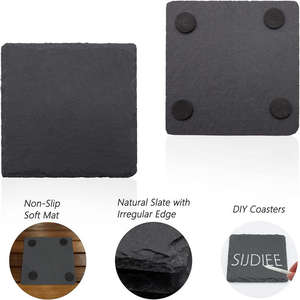 Wholesale Waterproof European Style Set Hexagon Square Circle Heart <b>Black</b> Slate <b>Coasters</b> Bulk Offset Printed Promotions - Product Image 4