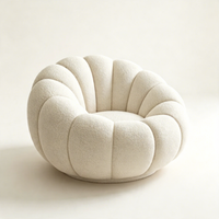 Fauteuil inclinable en fausse fourrure de mouton, couleur crème, canapé ergonomique en forme de citrouille, mobilier moderne pour petit appartement