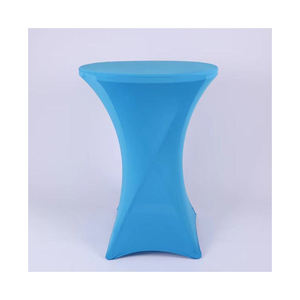 Wholesale Round <b>Table</b> <b>Cloth</b> Blue White Polyester Fabric with Spandex Small 8ft <b>Table</b> Cover for Dining Kitchen Use for Hotels - Product Image 3