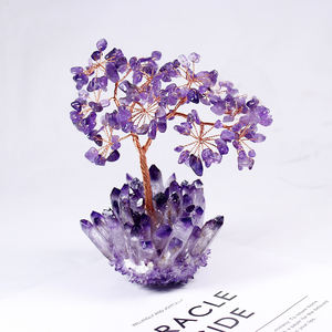 Arbre d'argent d'améthyste naturel fait à la main avec base en grappe accessoires en cristal Feng Shui belle décoration de la maison artisanat en pierre - Product Image 2