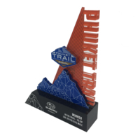 Trophées en acrylique personnalisés avec base noire irrégulière, gravés, en lucite, pour cadeaux d'entreprise, impression sérigraphique, trophées en acrylique
