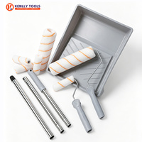 Kit de rouleaux à peinture 12 pièces avec bac, rouleaux de 4 et 9 pouces, perche télescopique pour la peinture intérieure