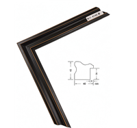Moulure de cadre photo en bois massif 40x43mm noire avec profil fin marron pour peinture à l'huile et décoration