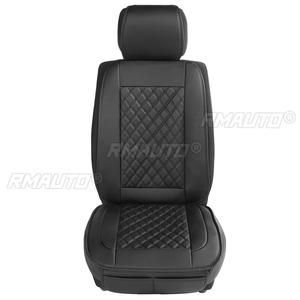 Housses de siège de voiture universelles en cuir PU, protection de coussin avant, tapis de protection de dossier pour l'intérieur des voitures, camions, SUV, fourgonnettes, noir - Product Image 1