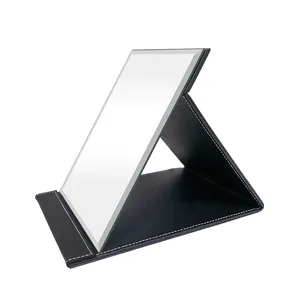 Pu Miroir Noir Personnalisé Miroir Cosmétique Miroir Cosmétique Vierge avec Angle Réglable