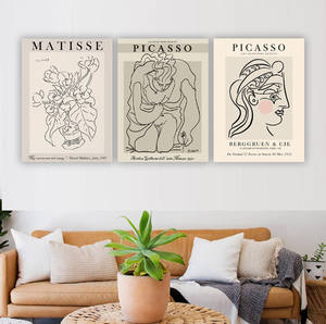 Peinture sur toile d'art linéaire bohème moderne, affiches de portraits inspirées de Matisse et de <span class=keywords><strong>Picasso</strong></span>, art mural pour la décoration de la chambre à coucher et du salon - Product Image 6