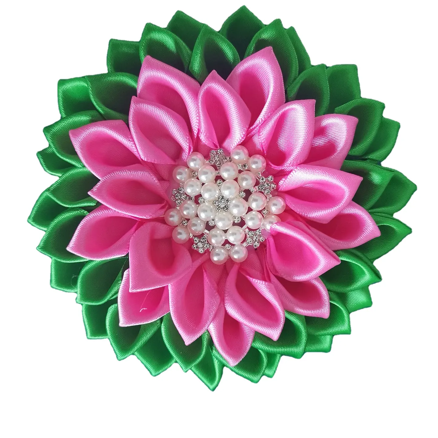 High quality 4.5X4.5 inches Pink and Green Flower brooch pin