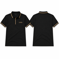 Polo de travail pour restaurant, 100% coton, logo personnalisé, noir et or, manches courtes, unisexe, pour serveurs et serveuses, personnel de restauration