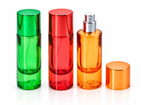 Bofanghong 25ml Flacon pulvérisateur de parfum cylindrique multicolore en verre, atomiseur vide rechargeable avec capuchon électroplaqué pour fragrance