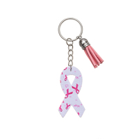 Mode santé sensibilisation rose frange sein ruban cuir PU porte-clés cancer du sein porte-clés pour femmes cadeau