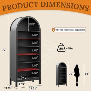رف أحذية طويل 70 بوصة حديث مقوس وصديق للأحذية من 7 طبقات رفوف قابلة للتعديل كبيرة قائمة بذاتها لغرفة المعيشة - Product Image 3