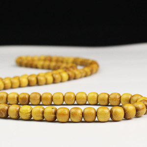 Bracelet en perles de bois naturel polies à la main, 108 perles, forme de baril 7x8mm, unisexe, à porter tous les jours, cadeau - Product Image 2
