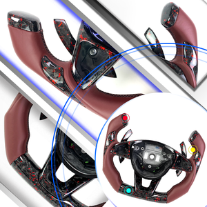 Pour <span class=keywords><strong>Mercedes</strong></span> Benz W205amg C63amg A45amg volant en Fiber de carbone avec manettes de vitesse CUSTOM Sports <span class=keywords><strong>F1</strong></span> Style rouge forgé - Product Image 2