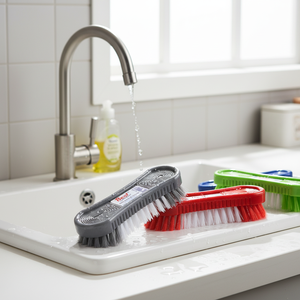 High Quality PET Plastic Cleaning <b>Brushes</b> in Blue Green Red Grey for Kitchen and Bathroom Cleaning - Product Image 3