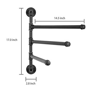 Raccords de tuyaux industriels, 2 pièces, étagère murale, bride en acier au carbone noir, tétine de tuyau <span class=keywords><strong>pour</strong></span> meubles, décoration domestique - Product Image 5