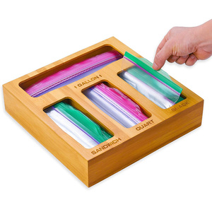 Ziplock Bag Storage Organizer Bamboo Ziplock Bag Organizer and Dispenser for Kitchen Drawer