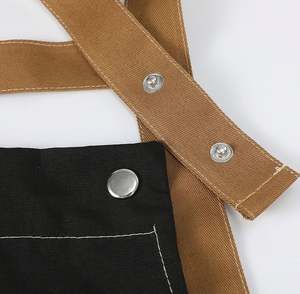 Tablier de cuisine personnalisé en toile, tablier rouge pour barista, tabliers de cuisine coréens en coton - Product Image 4