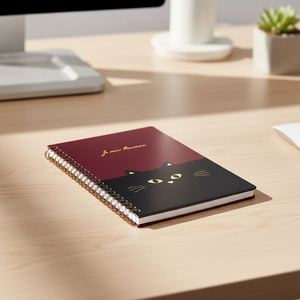 2025 Custom Hardcover Undated A6 Mini Spiral Grid <b>Notebook</b> High Quality PP Plastic Cover <b>Cute</b> Black Cat Stationery - Product Image 3