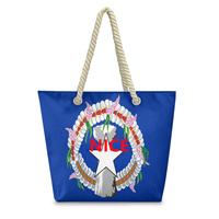 Sac fourre-tout personnalisé en polyester sur le thème de Saipan avec poignées en corde de chanvre, sac à main réutilisable pour l'école, les escapades du week-end et les courses au marché