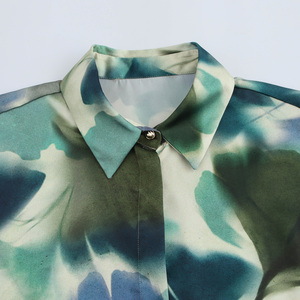 Chemise à manches longues à imprimé floral de couleur verte, boutonnée, décontractée, tendance, pour femmes - Product Image 3