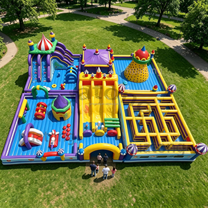 Parc d'attractions gonflable commercial Huatong en PVC pour enfants, grand parc gonflable à louer - Product Image 1