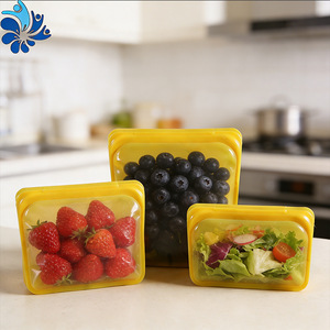 Sacs de conservation alimentaire en silicone 400ml 900ml 2100ml pour fruits, légumes, viande, utilisation au réfrigérateur - Product Image 1