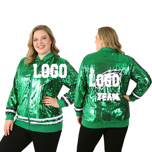 Nuovo arrivo 2025 personalizzato nero verde Philadelphia Game Day appassionati di pelle di pecora antivento giacche impermeabili <span class=keywords><strong>con</strong></span> <span class=keywords><strong>paillettes</strong></span> da motociclista - Product Image 5