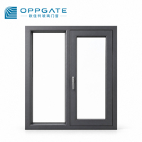 Fenêtre à battant en aluminium anodisé, double vitrage trempé, résistante aux intempéries, pour hôtel et bureau