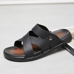 Chaussons d'été en cuir pour hommes avec semelle de haute qualité, respirants, frais, confortables, décontractés, cousus à la main, vente en gros d'usine - Product Image 1