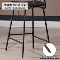 Tabourets de bar modernes de hauteur comptoir, chaise de salle à manger pour îlot de cuisine et café, avec dossier en rotin, matériau PU et pieds en métal inoxydable