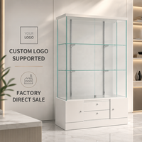 Vitrine de présentation de trophées en verre trempé de 8 mm, éclairée par LED, robuste, verrouillable, à 3 niveaux, pour magasin de détail