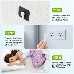 Taie d'oreiller de mise à <span class=keywords><strong>la</strong></span> terre bleu marine personnalisée avec cordon de mise à <span class=keywords><strong>la</strong></span> terre, kit testeur de prise, doublure en <span class=keywords><strong>fibre</strong></span> d'argent, pour un sommeil sain - Product Image 6