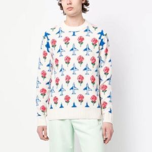 Pull Homme Pull Jacquard Motif Avion Fleur Pull Tricoté Manches Longues Col Rond Pull Coton Homme - Product Image 1