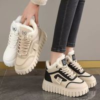 Chaussures chaudes et fourrées pratiques pour femmes, style décontracté, sport, coton, extérieur, à lacets, confortables, bottes de neige
