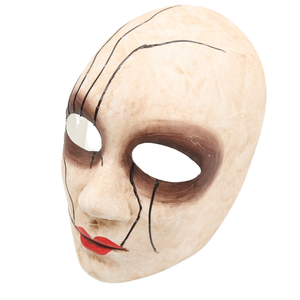 Máscara <span class=keywords><strong>de</strong></span> diseño <span class=keywords><strong>de</strong></span> grietas <span class=keywords><strong>de</strong></span> <span class=keywords><strong>cara</strong></span> completa con <span class=keywords><strong>maquillaje</strong></span> <span class=keywords><strong>de</strong></span> ojos oscuros y labios rojos <span class=keywords><strong>para</strong></span> boda o <span class=keywords><strong>Halloween</strong></span> Cosplay Horror Party Costume Props - Product Image 5